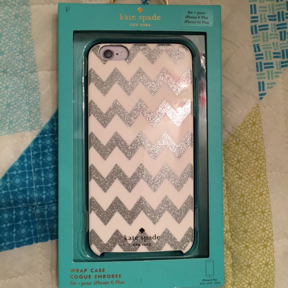 NIB Kate Spade iPhone 6 Plus Silver Glitter Case