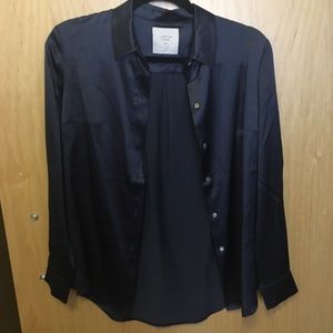 J.Patricia shiny navy blue silk blouse