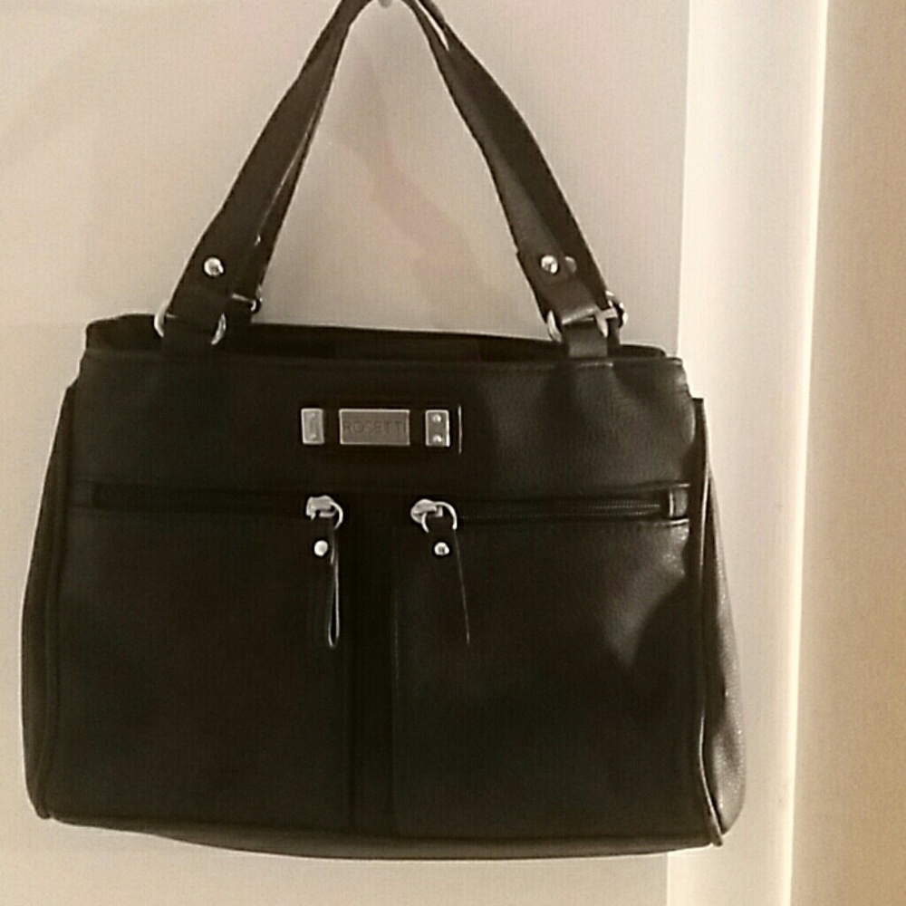 Black leather rosetti purse