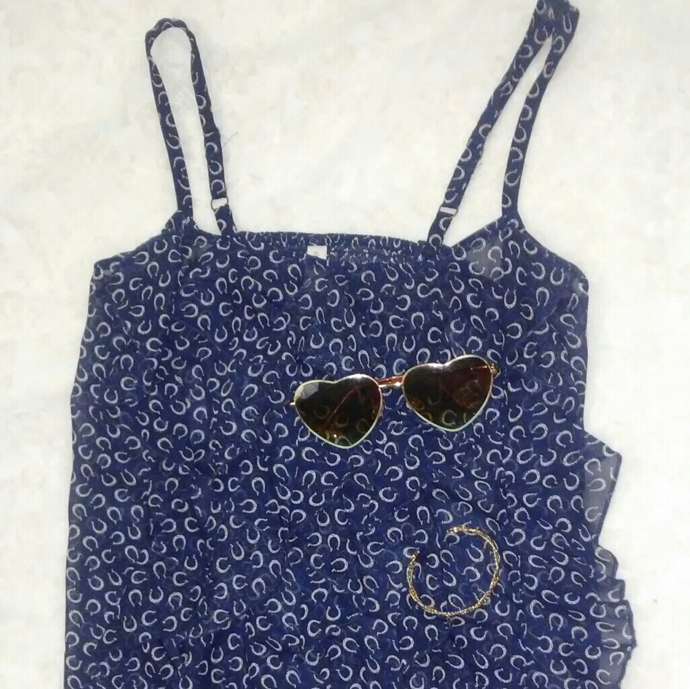 Blue hores shoe tank top