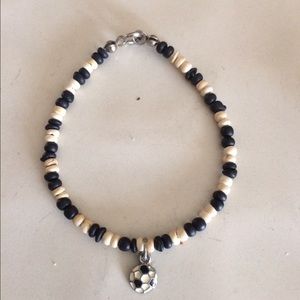 Beaded soccer bracelet