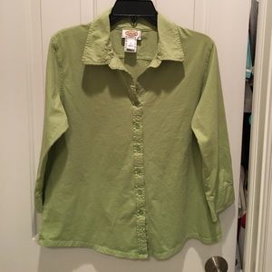 Talbots Woman Green Cotton Knit Blouse
