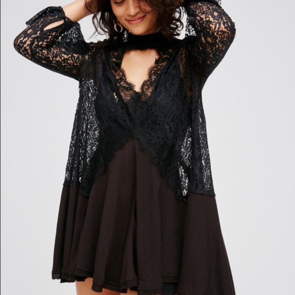 Free People Secret Origins Pieced Lace Tunic