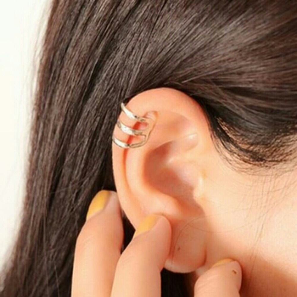 NEW! Set of 2 Silver & Gold Plated Cuff Earring - Picture 2 of 7