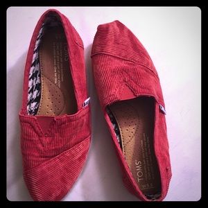 TOMS Red Corduroy Shoes
