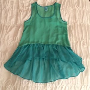 ❤️NORDSTROM HIP Chiffon Blue Green Peplum Tank❤️