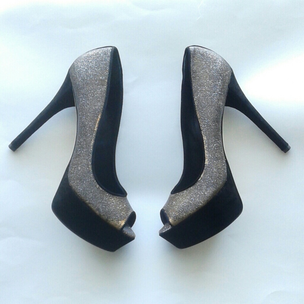 Bambola metallic shimmer peep toe pumps shoes