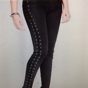 Guess black side lace up Kate jeans
