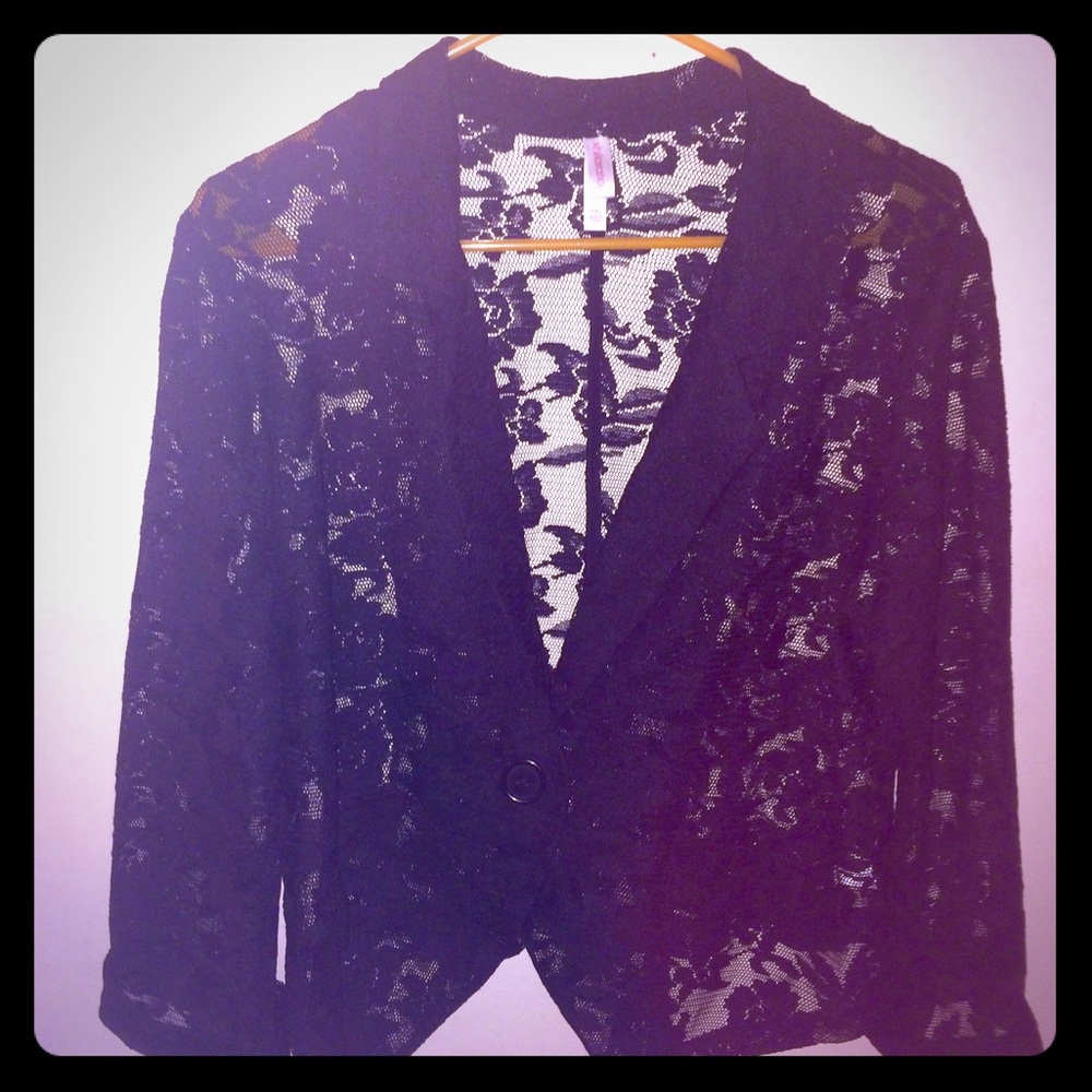 Black Floral Lace Coverup