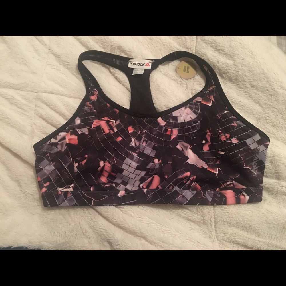 Reebok floral speedwick medium support bra XL