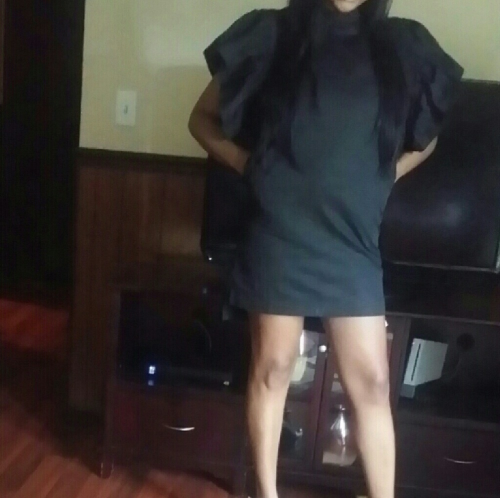 Black flutter sleeve dress
