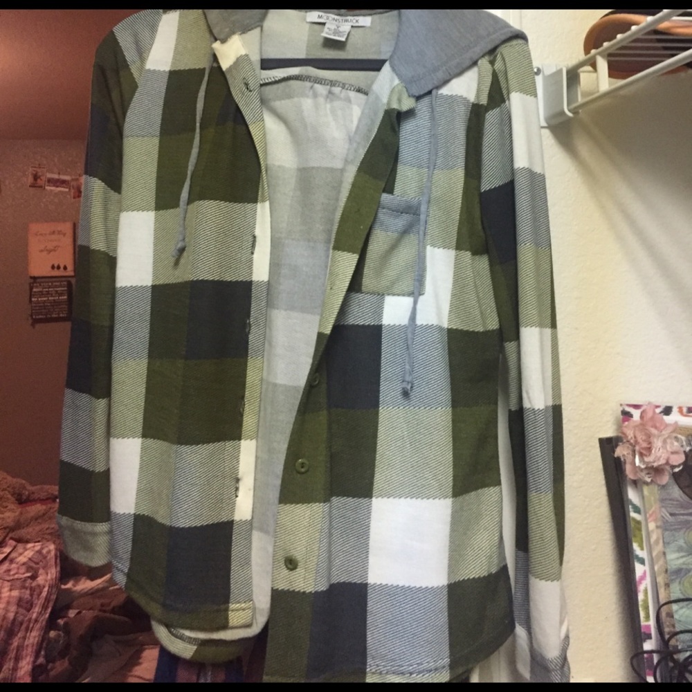 Green and white flannel