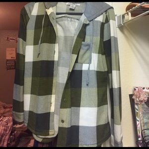 Green and white flannel
