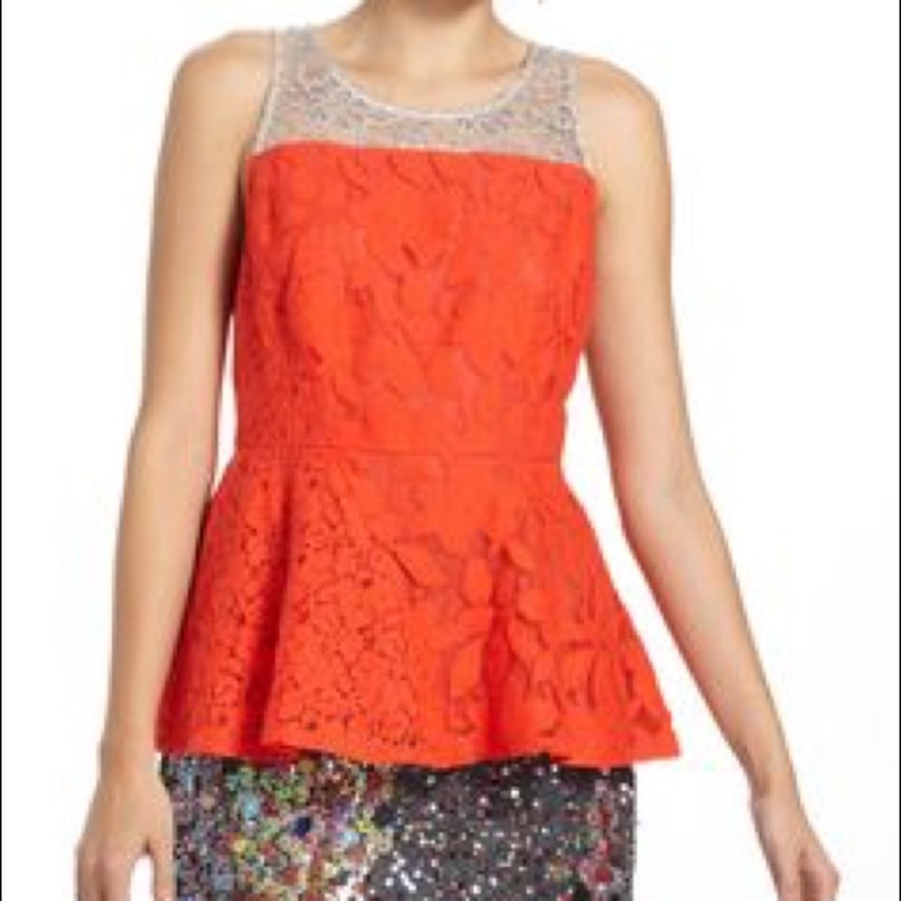 Anthropologie Lace Peplum Top