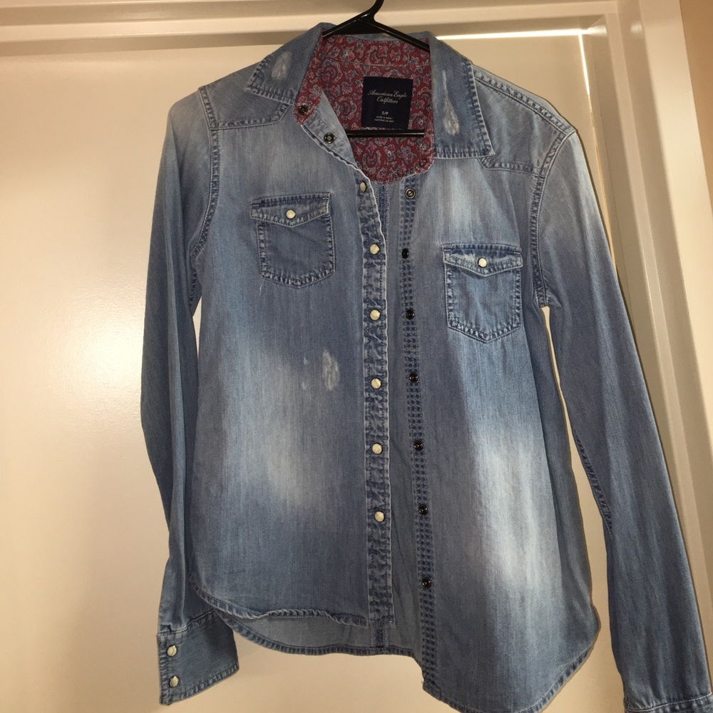 Light denim button down shirt