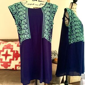 NWT navy and turquoise shift dress