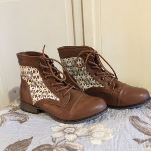 Brown w/lace leather boots