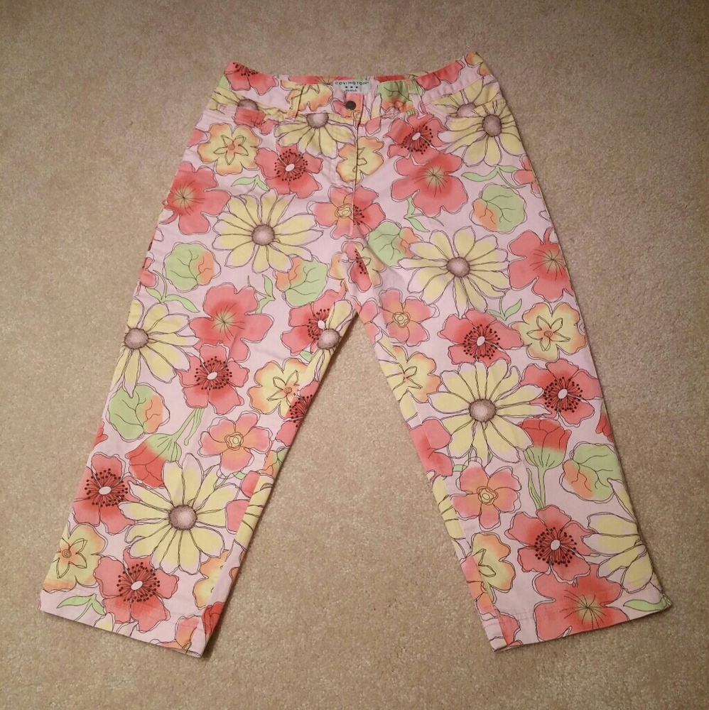 Covington Stretch Pink Floral Capris