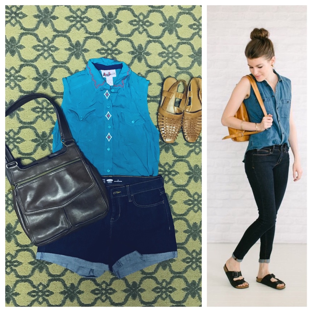Vintage Sleeveless button down up blouse tank top