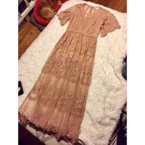 Blush/Mauve Lace Maxi Romper