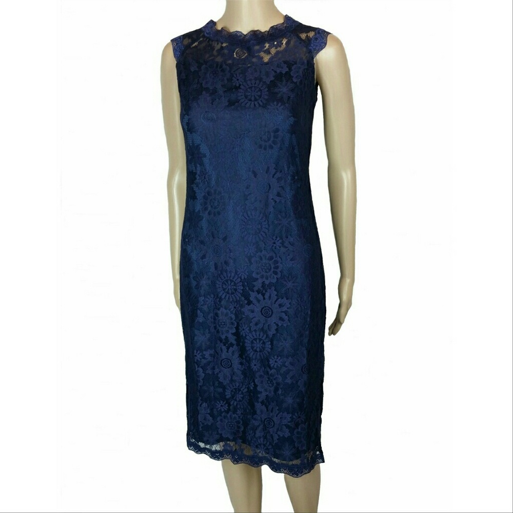 Navy Floral Lace Dress