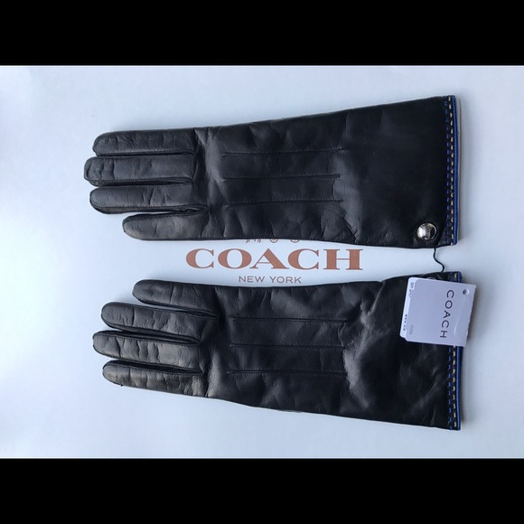 NWT Coach Basic Winter Leather Gloves 82821 Size 7 - Picture 2 of 8