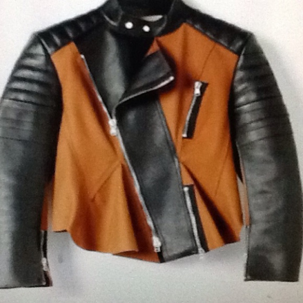 Phillip Lim peplum moto leather & wool jacket