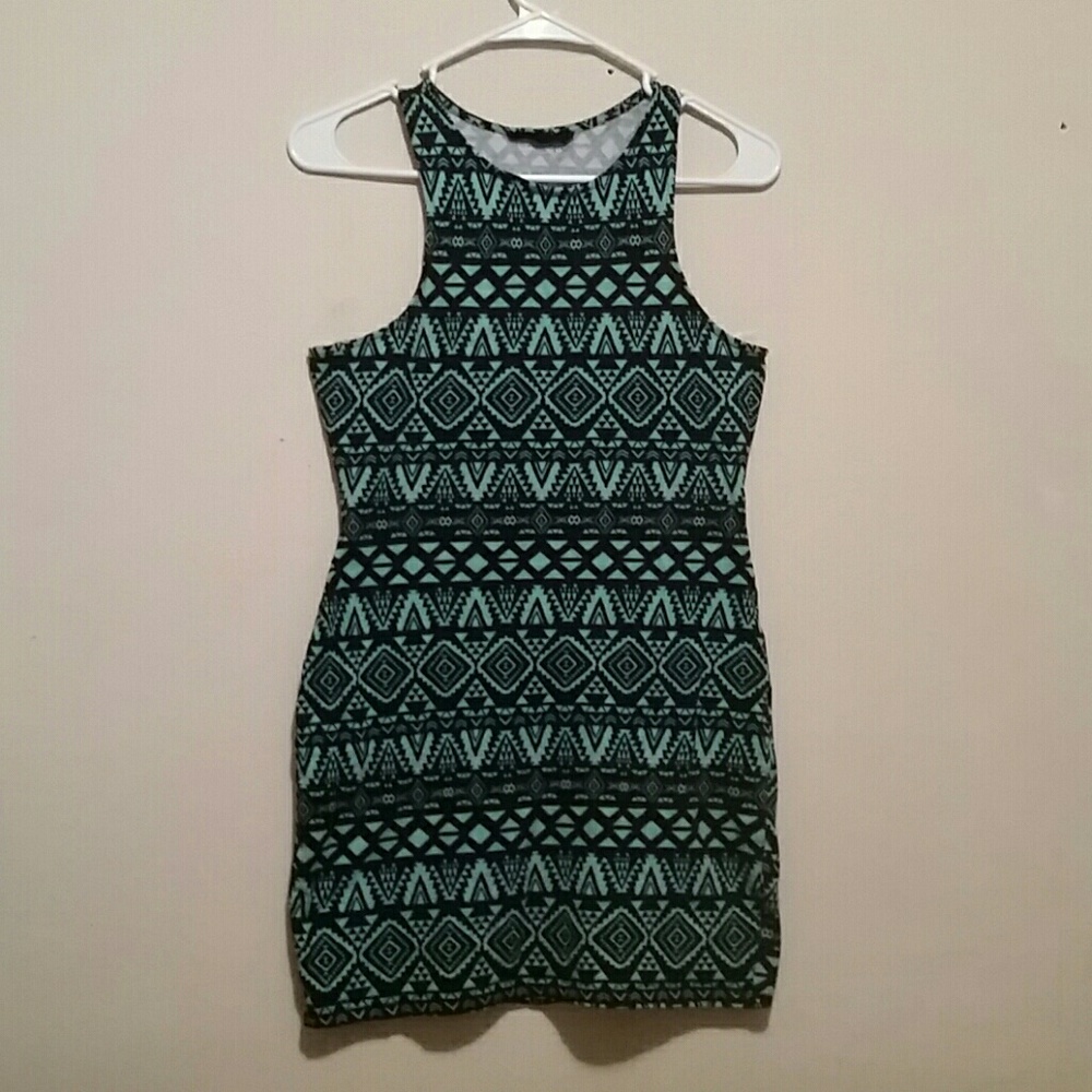 Black and Green Patterned Mini dress