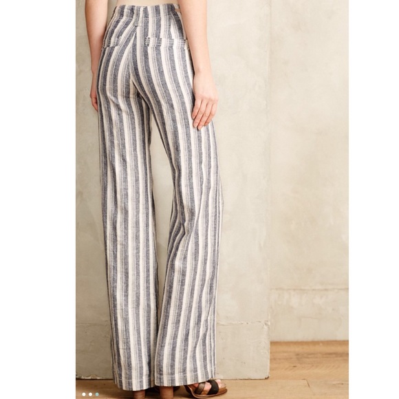 NWT ANTHROPOLOGIE Pilcro Striped Linen Trousers - Picture 3 of 8