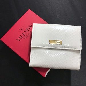 NIB Valentino White Patent Python Leather Wallet