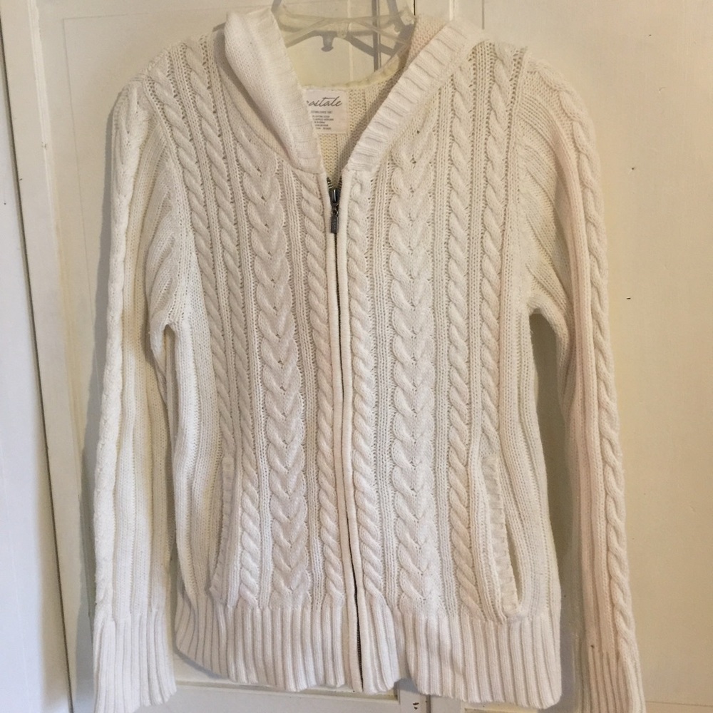 White zip up sweater