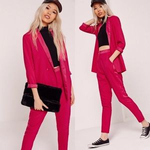Hot Pink Satin-Trim Suit