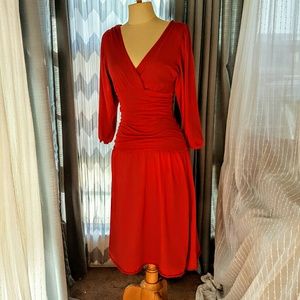 Anthropologie Velvet brand ruched red dress