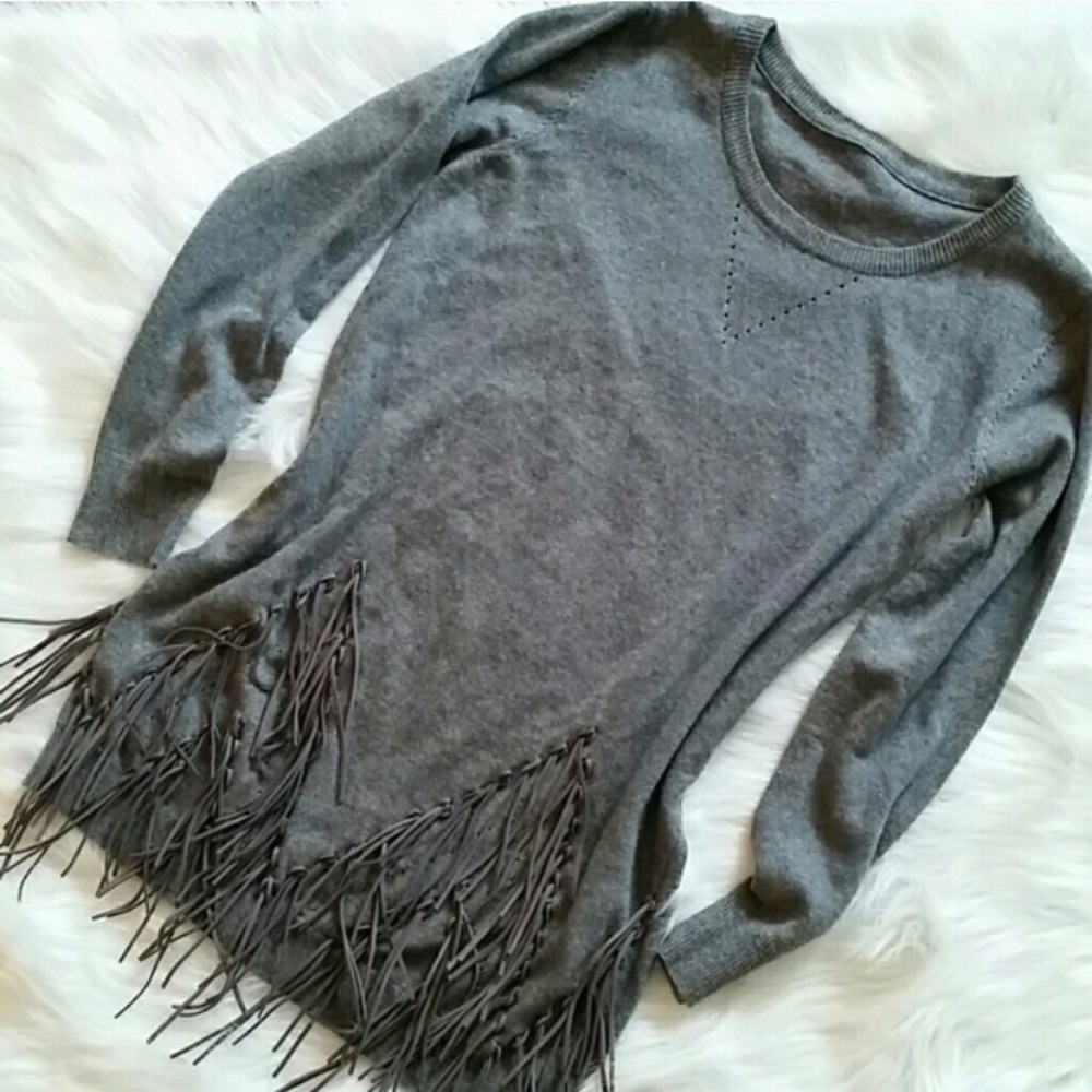 Grey fringe sweater