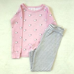 🐑 💕 Janie & Jack Girls Pink + Grey Sheep Pajamas
