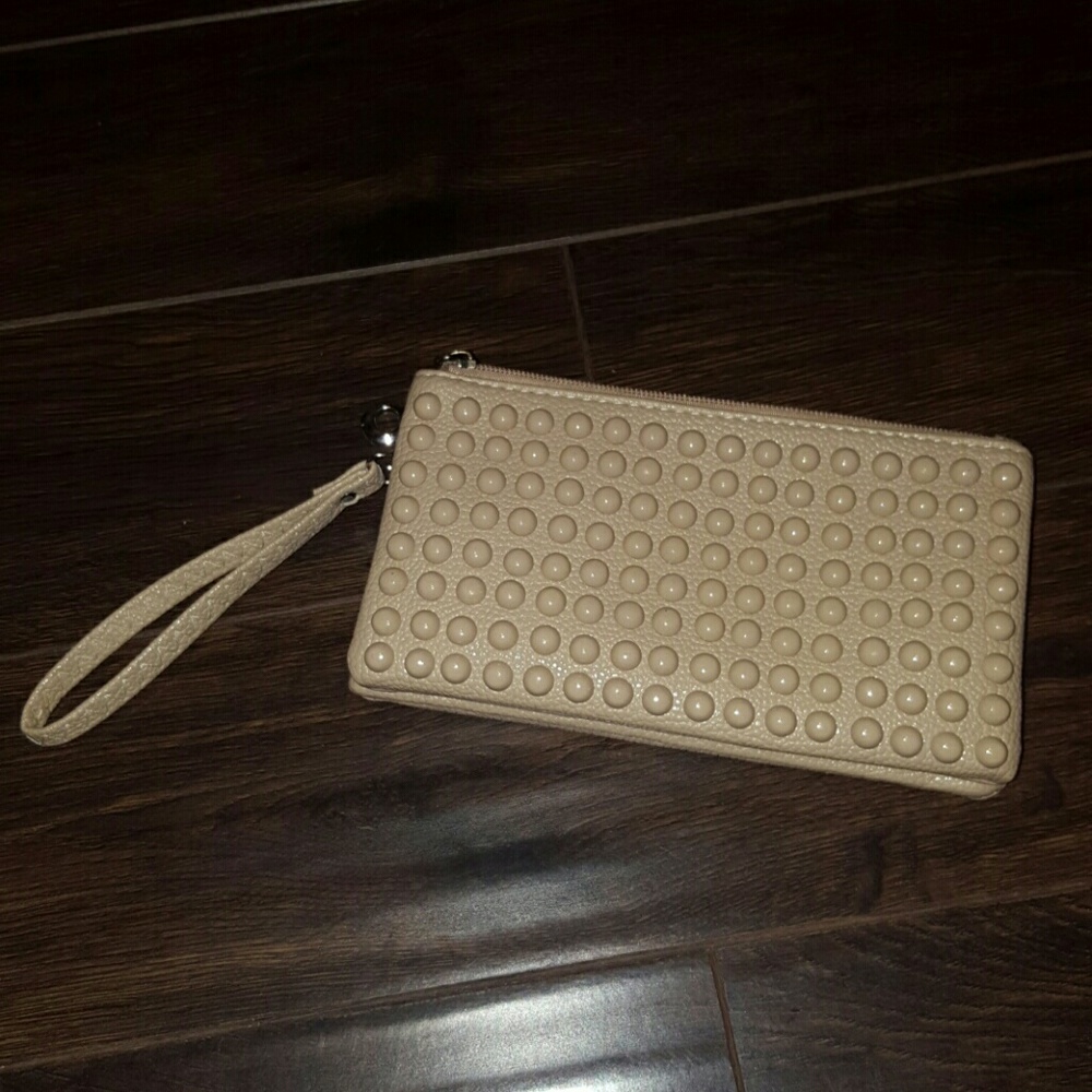 Nude Studded Wristlet Crossbody