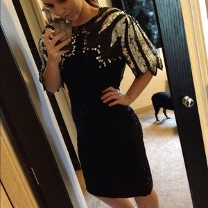 Vintage fitted sparkly sequence mini dress