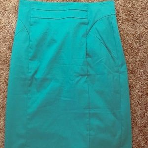 Bright turquoise pencil skirt