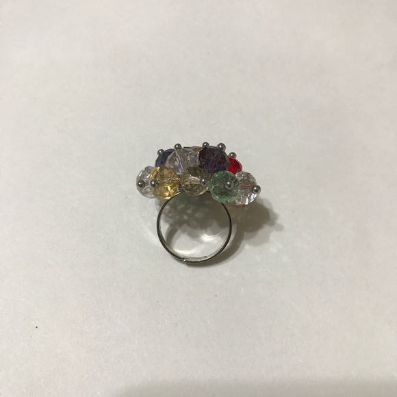 Adjustable Multi-Colored Glass Bead Ring [JW-75] - Picture 2 of 4