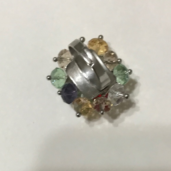Adjustable Multi-Colored Glass Bead Ring [JW-75] - Picture 3 of 4