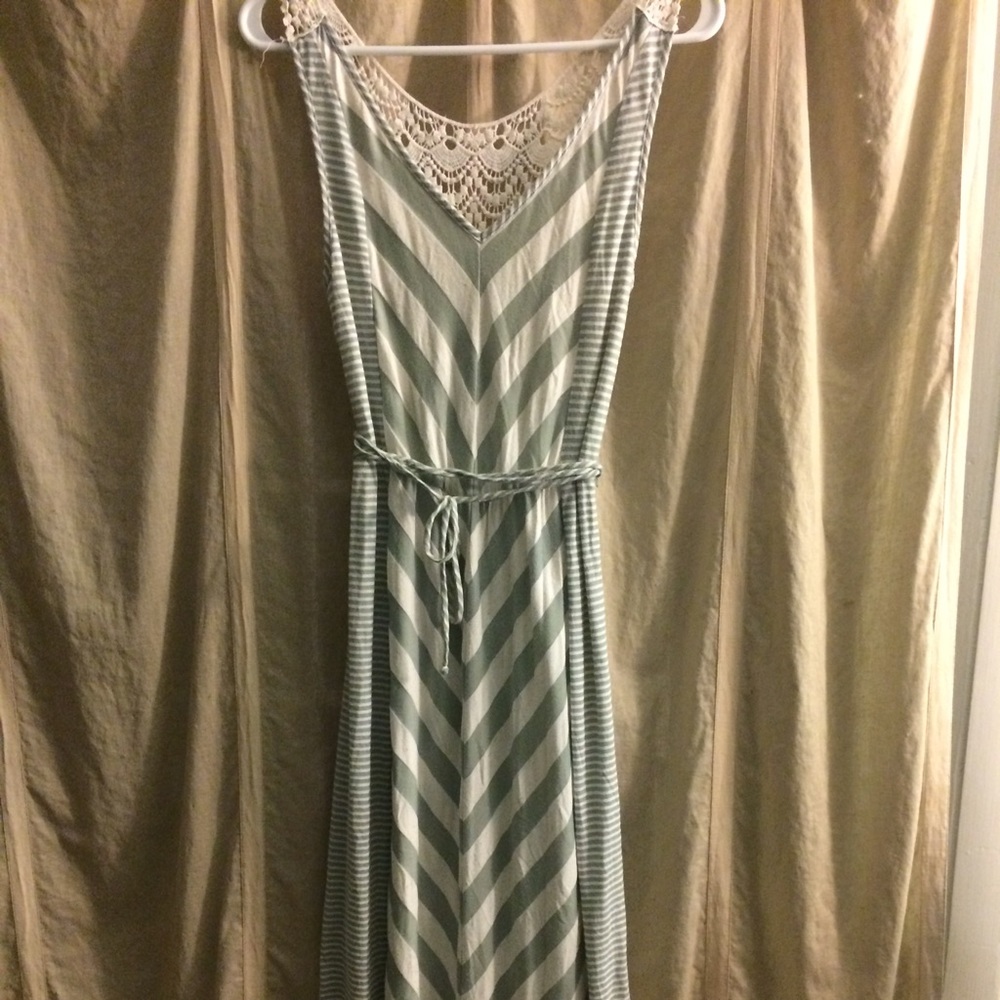 Grey Chevron Maxi Dress, Size S