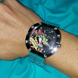 Ed Hardy Dragon Watch with Diamond Accents