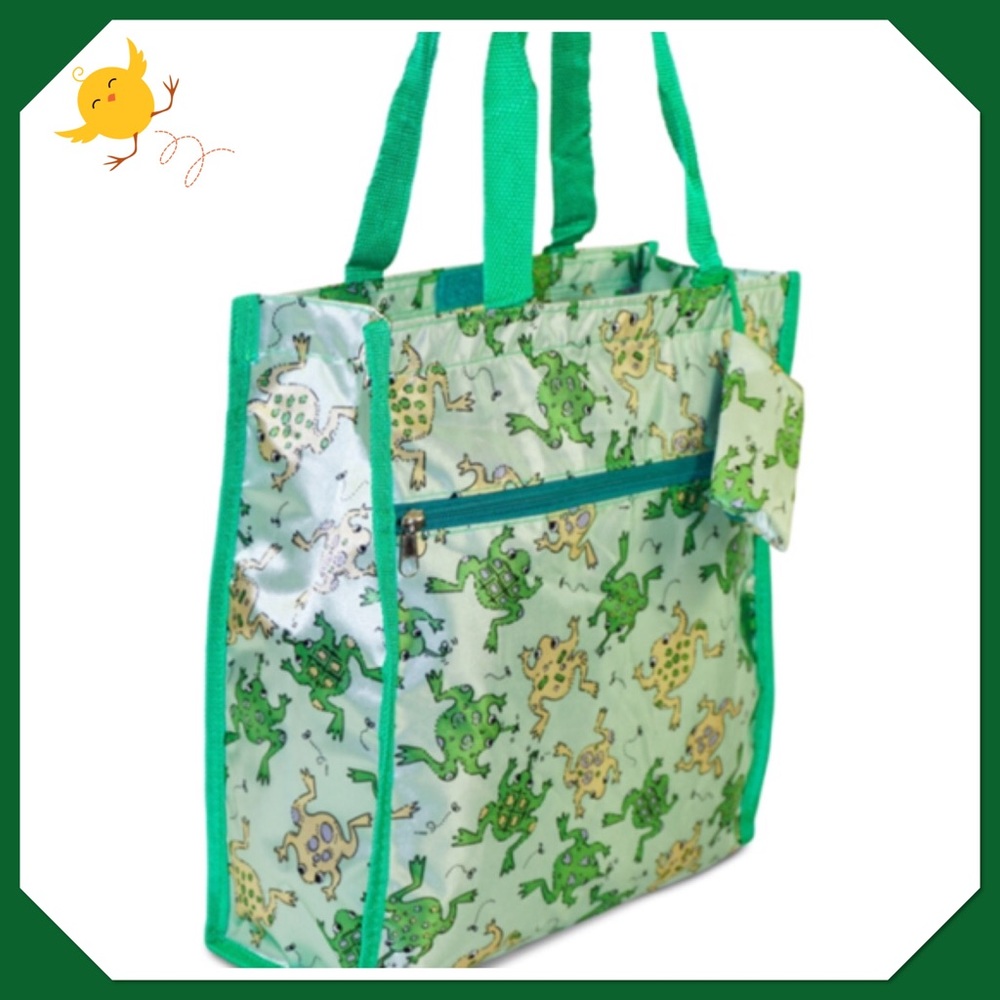 Green Frog Tote with matching coin purse