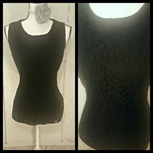 New Black Lace Coverlet Peplum Sleeveless Top