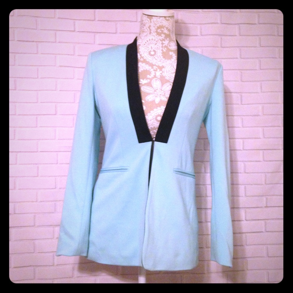 Boston Proper Mint Green and Black Blazer. Size 2