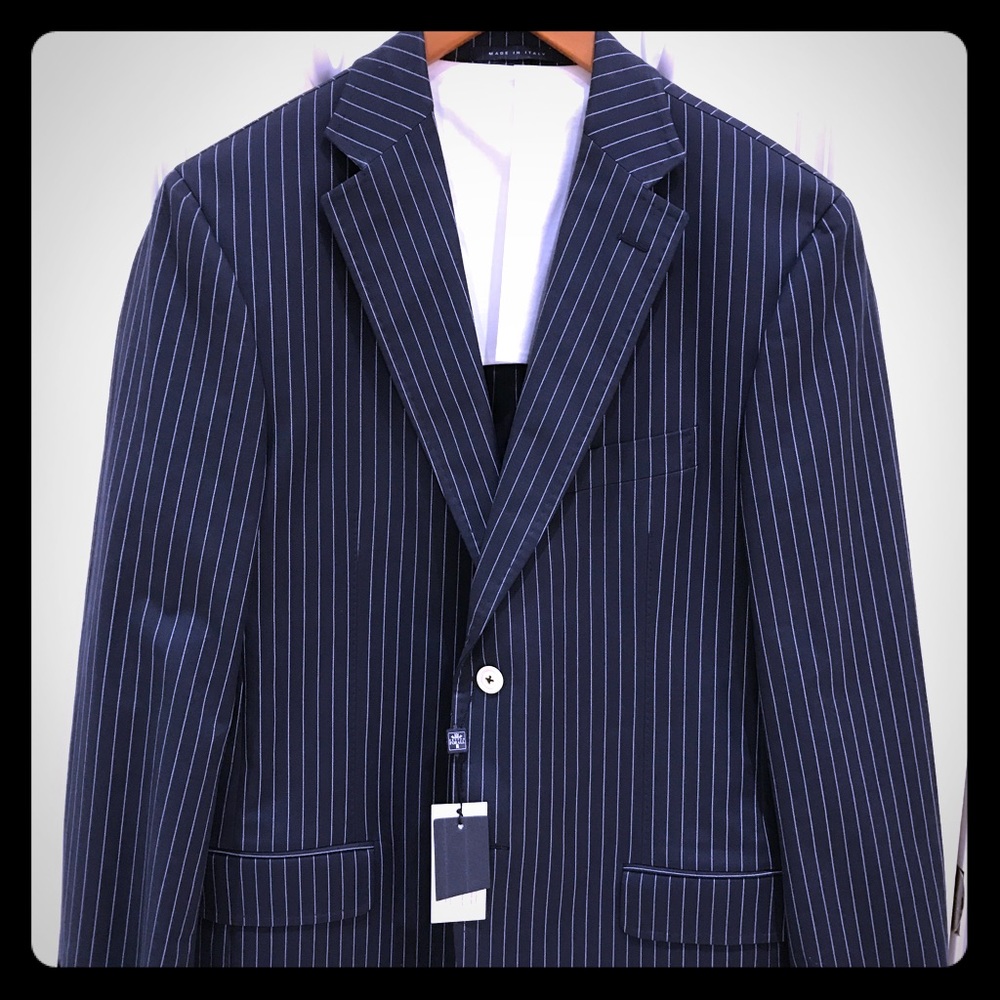 Paul Zileri Sports Jacket Navy with White Stipe