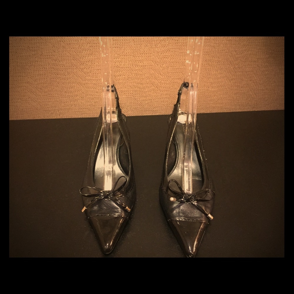 Black Bandolino 2" Kitten Heel Slingbacks 7.5