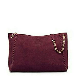 NEW Tory Burch Marion Suede Center-Zip Tote Bag