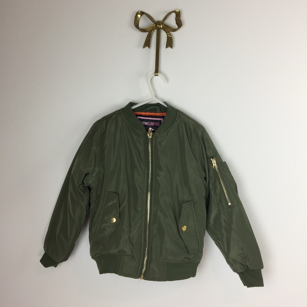 Little Girls Bomber Jacket with Gold Zippers 6/6X - Picture 3 of 6