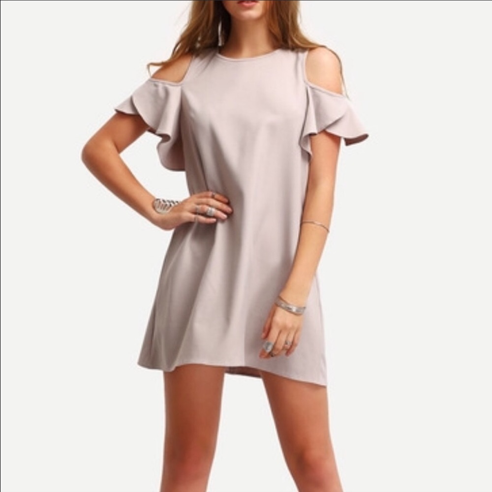 HOST PICK Ruffle Cold Shoulder Shift Dress